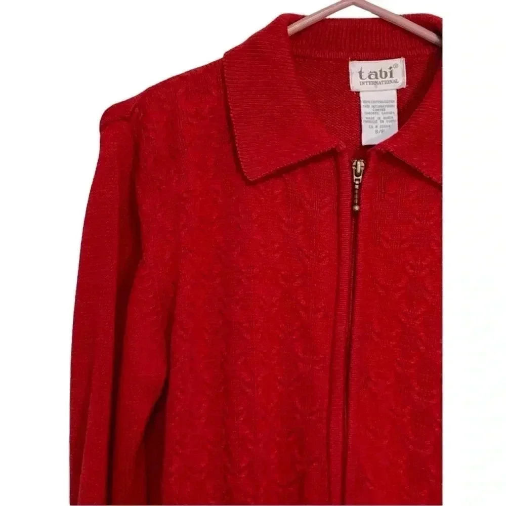 Vintage Tabi Cable Knit Front Zipper Sweater, 100% cotton